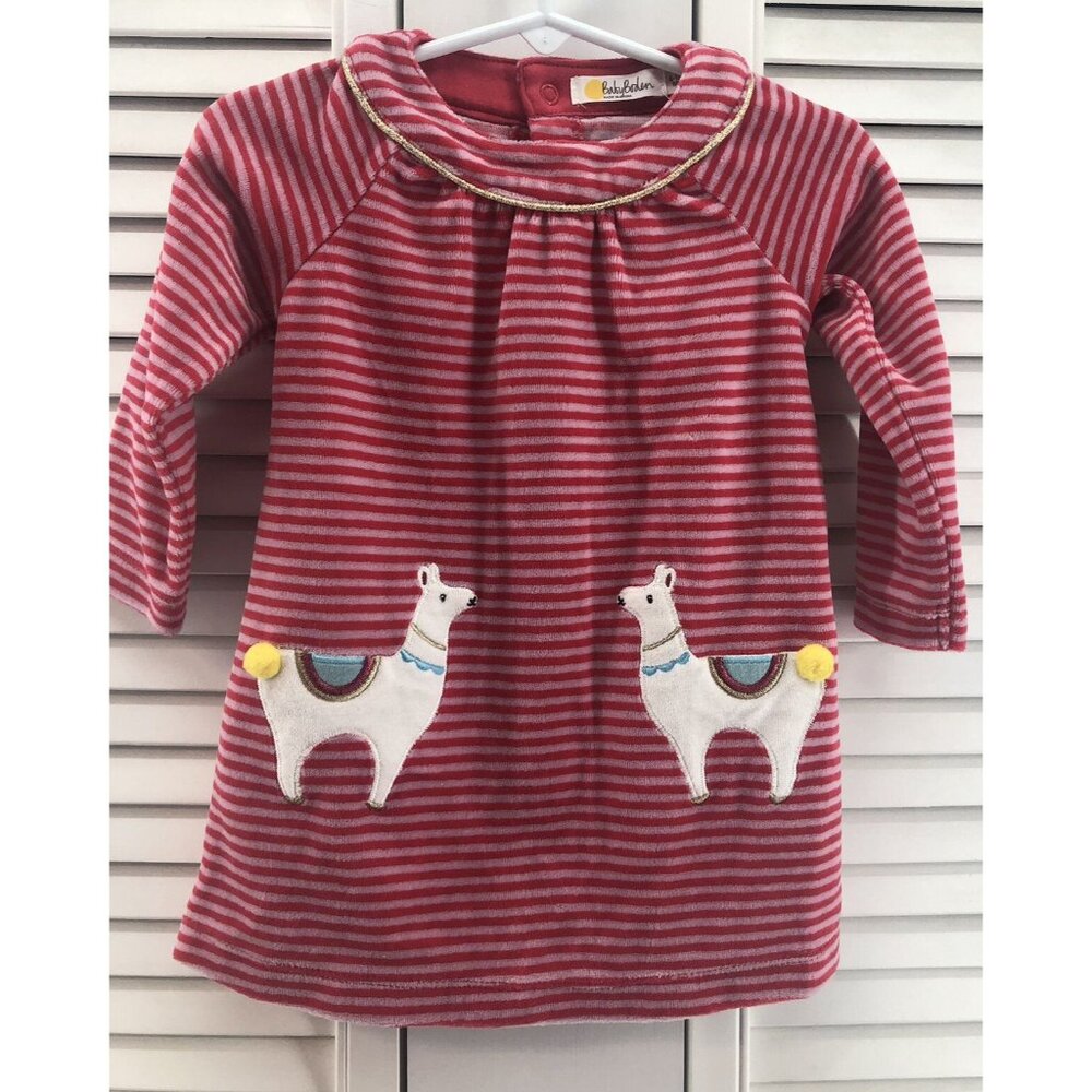 Mini Boden Size 6-12M Llama Velour Dress